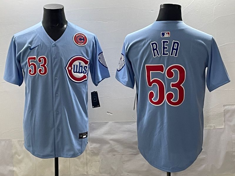 Men 2025 Chicago Cubs #53 Rea Light Blue Throwback Nike MLB Jersey style 004->chicago cubs->MLB Jersey